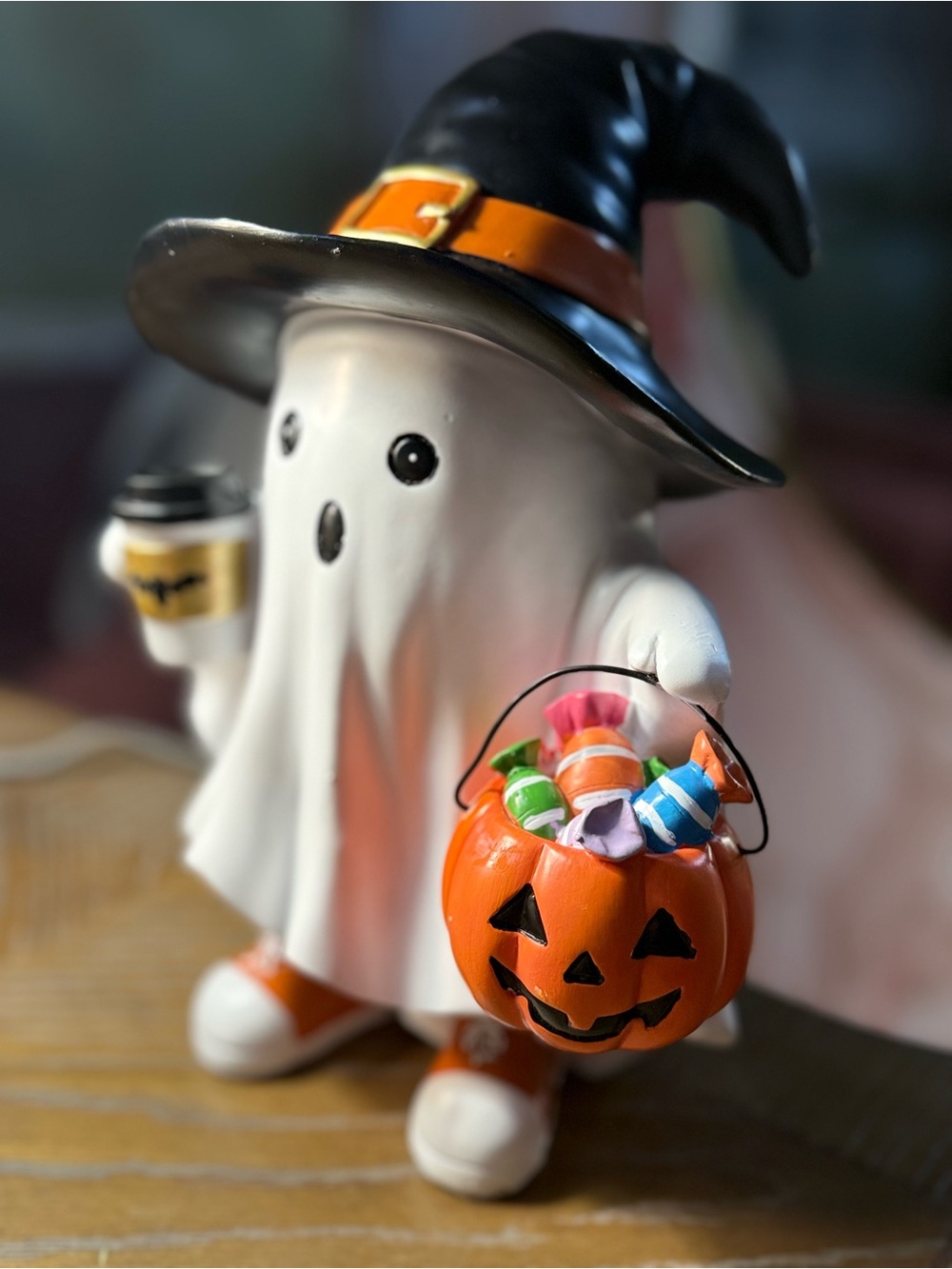 Viral T.J.Maxx Home Goods Coffee Trick or Treat Ghost Witch Resin Figurine